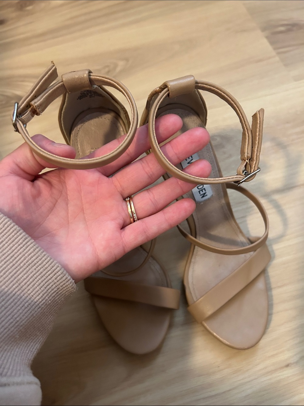 Steve Madden Nude/Tan Strappy Ankle-Tie Heels - Picture 8 of 8